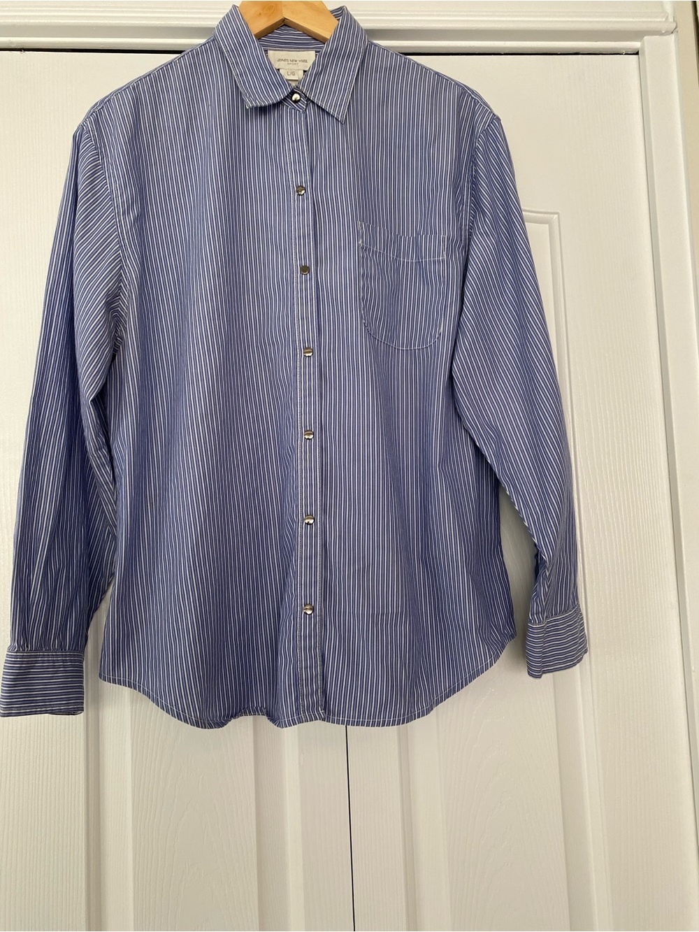 Jones New York Blue White Pinstripe Dress Shirt